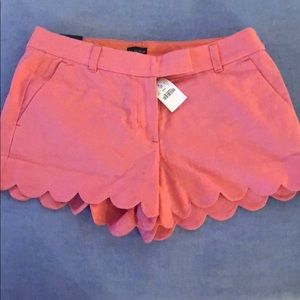 J. Crew NWT coral scalloped trimmed shorts; sz 8